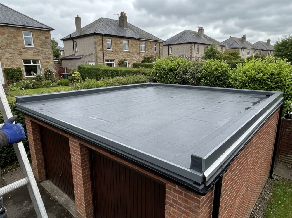 New EPDM rubber flat roof on a double garage