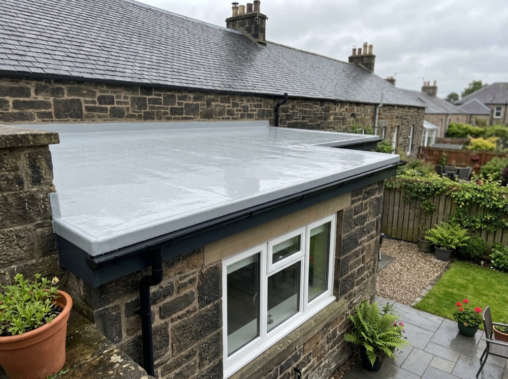 New GRP fibreglass flat roof on a rear extension